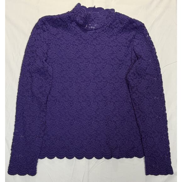 Coldwater Creek Large top Purple Floral Raised Pattern‎ Women's Pullover lined - Picture 4 of 6